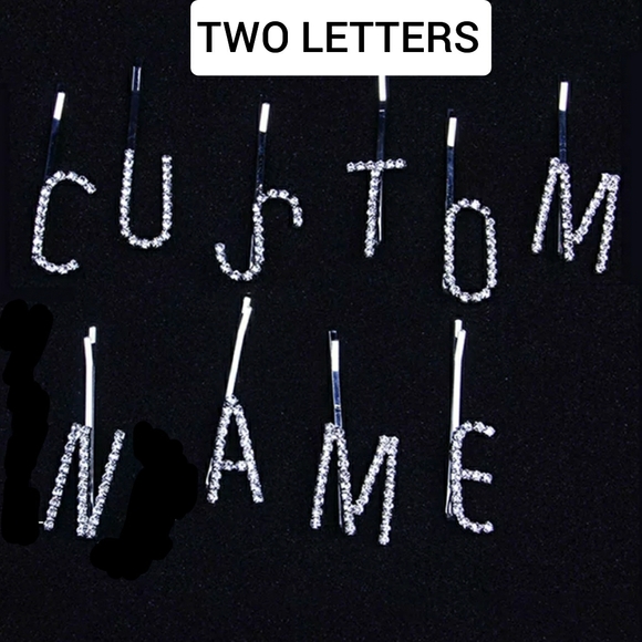 (TWO LETTERS) Rhinestone Hair Barrette - Picture 2 of 5